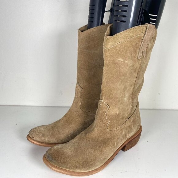 2000s Leather Boho Glam Calf High Boots - Picture 1 of 7